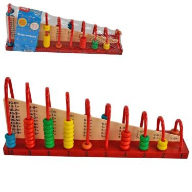 Imagem de Ábaco De Madeira 10 Hastes Para Cálculo Matemático Escolar