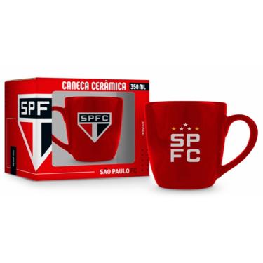Imagem de Caneca Cerâmica Prime BrasFoot Sao Paulo 350 ML Licenciada Vermelho