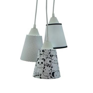 Imagem de Lustre Pendente Luminária De Bebê Zoo Preto E Branco Bivolt