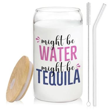Imagem de BEHIFL Copo de copos de tequila Funny Might Be presentes para amantes de coquetéis, jarra de tequila limão para mulheres e homens 400 ml,