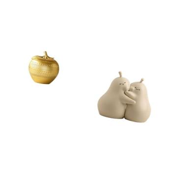 Imagem de Fenteer Estatueta de Cerâmica de Resina de Pera, Ornamento, Escultura de Arte Moderna para Mesa, Estante para Livros, Sala de Jantar, Quarto, Escritório, Supo