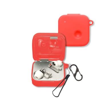 Imagem de Capa para Nothing Ear (3) fones de ouvido 2025, capa FJIASTB de silicone macio à prova de choque com mosquetão e cordão (vermelho)