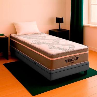 Imagem de Cama Box Solteiro E Colchão Ibiza Molas V-store 88x188x22 Cinza