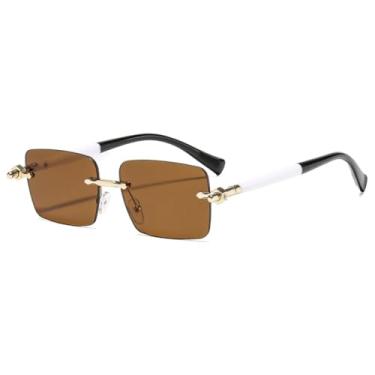 Imagem de Óculos de sol retrô sem armação, gradiente, feminino, com armação em cores contrastantes, moderno, para todos os gostos, casual, masculino, UV400 (chá dourado)