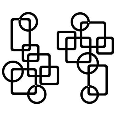Imagem de YIYA 2 peças de arte de parede de metal abstrato preto decoração minimalista 3D texturizado logotipo quadrado escultura de parede de metal, para sala de estar, quarto, banheiro, sala de estudo