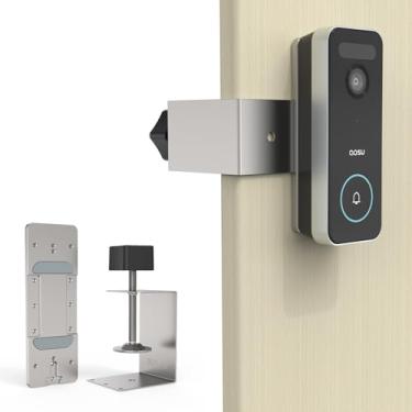 Imagem de Koroao Suporte de campainha antifurto para AOSU V8S1AX11 /V8E2CA11/V8P1AX11, preto, alumínio com silicone, instalação sem broca, parafusos ocultos, suporte de porta para espessura de 0,82-2,08