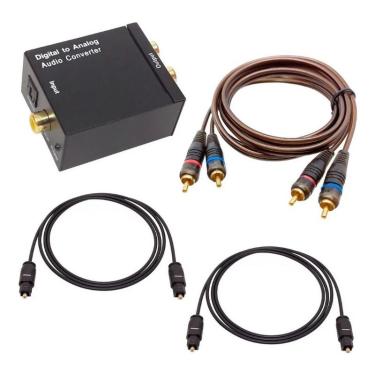 Imagem de Conversor Saída Óptica Tv P/ Caixa De Som C/ 2 Cabos Óptico