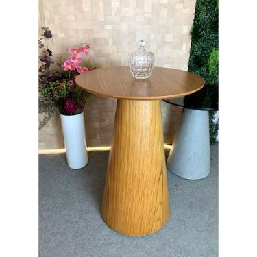 Imagem de Mesa de Apoio Cone em Madeira Natural Tampo 60cm 70cm Marrom
