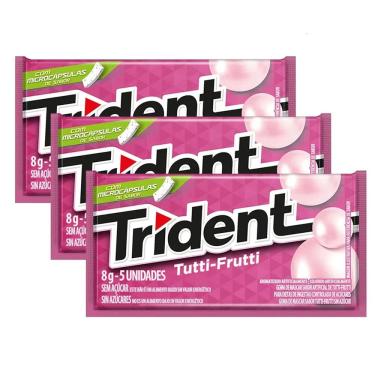 Imagem de Kit 3 Chiclete Trident Tutti Frutti 8g com 5 Unidades