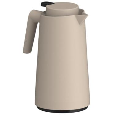 Imagem de Garrafa Térmica 1 Litro Vercelli Unitermi Botão de Gatilho Alça Reforçada Ampola de Vidro (BEGE)