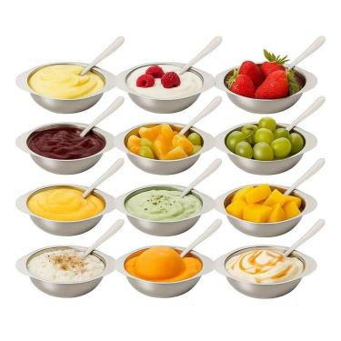 Imagem de 2X Conjunto Jogo De Sobremesa 24 Peças Inox Tigela Colher Po