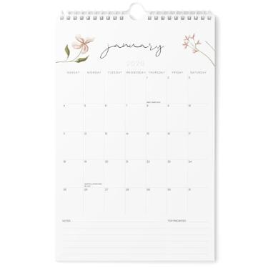 Imagem de Karto Calendário de parede 2026 - vertical 28 x 43 cm de janeiro de 2026 a junho de 2027 - Aumente sua produtividade e planejamento fácil com o calendário mensal estético - Flores