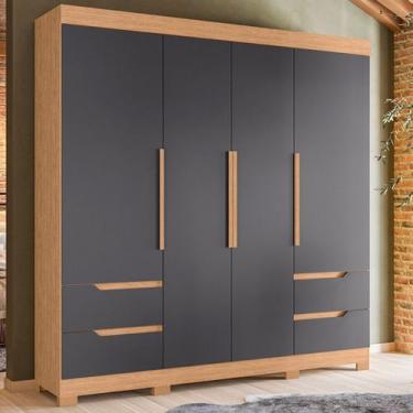 Imagem de Guarda Roupa Casal 4 Portas 4 Gavetas com Pés Vivacce Albatroz, Freijo