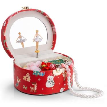 Imagem de Vlando Presentes de Natal para meninas, caixa de joias musicais para meninas, caixa de música infantil pequena com bailarina para decoração de quarto de festa, presentes para meninas e crianças