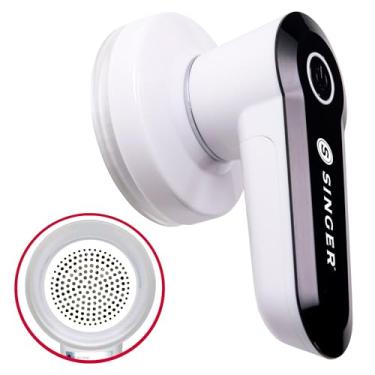 Imagem de Singer Barbeador de tecido portátil e removedor de fiapos | Design compacto (14,2 cm x 7,9 cm x 7,6 cm) | 3 lâminas de aço inoxidável para precisão | Apanhador de fiapos destacável fácil de limpar |