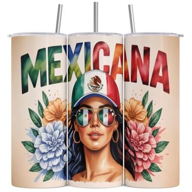 Imagem de Presentes mexicanos para mulheres. Copo de 590 ml. Design floral mexicano com orgulho chingona. Ideia de presente única para mãe, tia ou irmã latina para aniversário, Natal ou dia das mães.