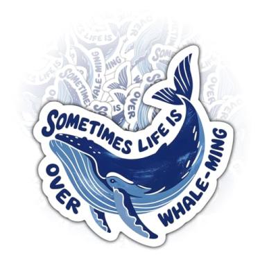 Imagem de 3 peças de adesivos Sometimes Life is Over Whale Ming, decalque engraçado de vinil de baleia trocadilho, pacote de adesivos de humor animal fofo oceano para laptop, garrafa de água, carro, caderno