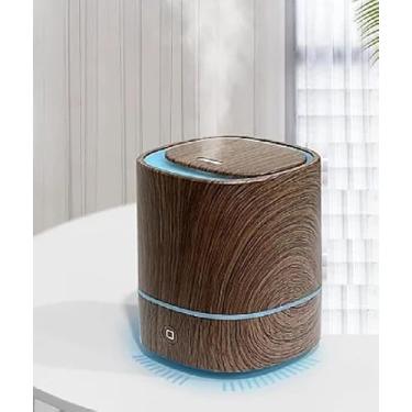 Imagem de Difusor Umidificador de Ar Portátil 150ml com Luz LED 360° – Aromaterapia e Relaxamento, USB Bivolt, Design Moderno para Casa e Escritório (Mogno