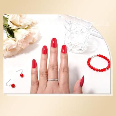 Imagem de Kits de decoração de unhas, cor sólida, conjunto de manicure oval curto reutilizável com cola de gelatina, mini lixa e bastão para acabamento de salão DIY em casa