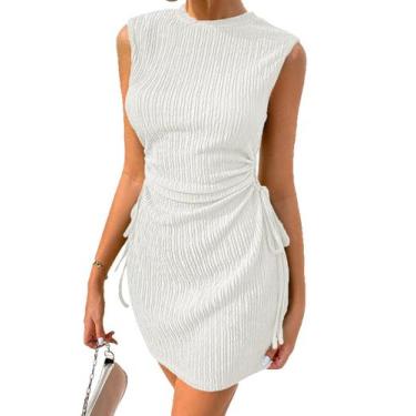 Imagem de Vestido Acelitt Sexy com textura branca para mulheres, festas e discot