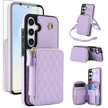 Imagem de Asuwish Capa de celular para Samsung Galaxy S25 FE 5G carteira com protetor de tela de vidro temperado alça de pulso com bloqueio de RFID compartimento para cartão de crédito S 25 EF S25FE 25S 25FE