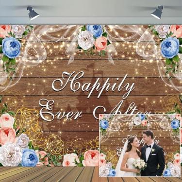 Imagem de 3 x 2,4 m Happily Ever After Pano de fundo castelo princesa boho floral madeira floral festa de casamento branco azul rosa dourada chá de panela decoração de festa de aposentadoria banner adereços de