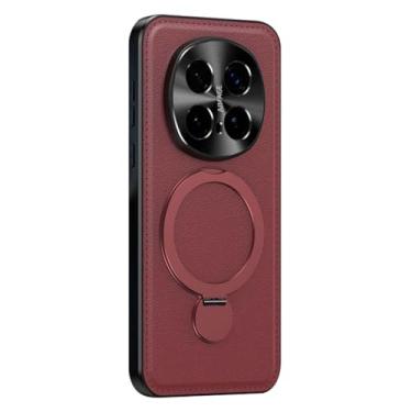 Imagem de FWYANZH Coldre para Honor Magic 8 Pro/8, suporte magnético de anel giratório, capa de couro, proteção total da lente à prova de choque, capa, vermelho, 8Pro