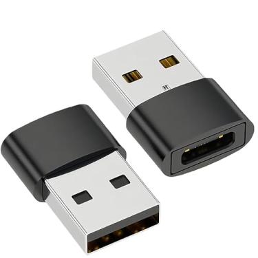 Imagem de Pacote com 2 adaptadores USB para USB C, fêmea USB C para adaptador USB macho tipo C, conversor para iPhone 17 16 15, para iWatch Watch 11 10, Galaxy S20-S25, Pixel, carro, laptop, carregador, preto