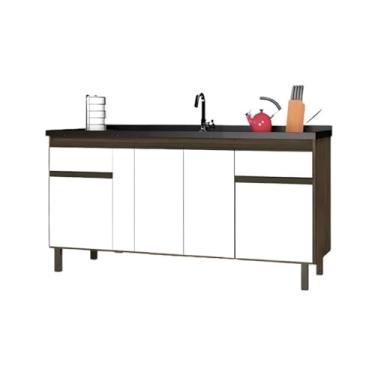 Imagem de Gabinete de Cozinha 144cm Armário 4 Portas e 2 Gavetas Mdf (Branco)