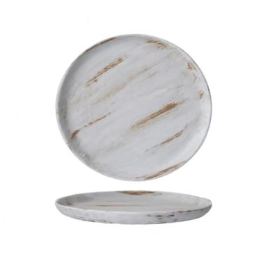 Imagem de LOUIE SILNA Duas placas de cerâmica, conjunto de talheres artesanais, adequado para uso na cozinha, seguro para micro-ondas, lavável na lava-louças, 25 cm (azul e dourado).