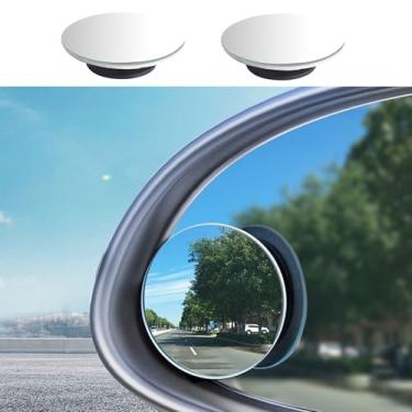 Imagem de Espelhos retrovisores de carro redondos brancos sem moldura, pacote com 2