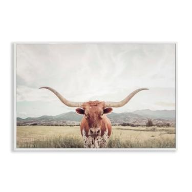 Imagem de Stupell Industries Longhorn Portrait Open Meadow Gray Framed Giclee Art, design by Sisi and Seb, 20 x 30