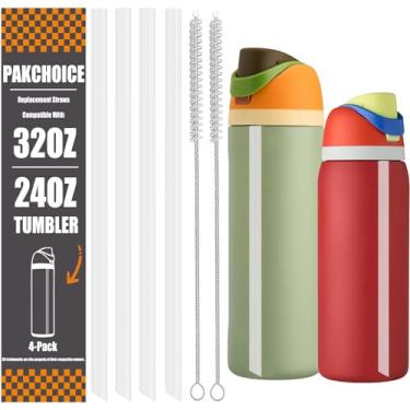 Imagem de 4 canudos de substituição para garrafa de água Owala 680 g 947 ml, canudos de plástico reutilizáveis com 2 escovas de limpeza para copo de 680 g 947 ml, acessórios para garrafa esportiva, design