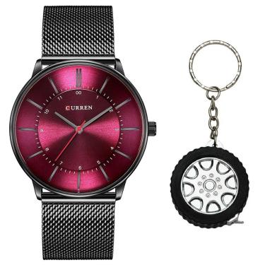 Imagem de Relógio Curren Masculino Ultra Fino Metálico + Chaveiro-Masculino