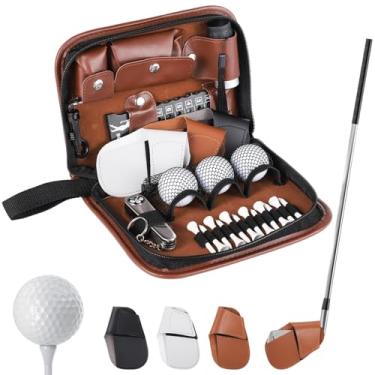 Imagem de Bolsa PU, bolas de golfe, braçadeira de bola de golfe, capas de tacos de golfe, presente de golfe para homens e mulheres, kit de acessórios de golfe com portátil, camisetas de golfe, escova, telêmetro