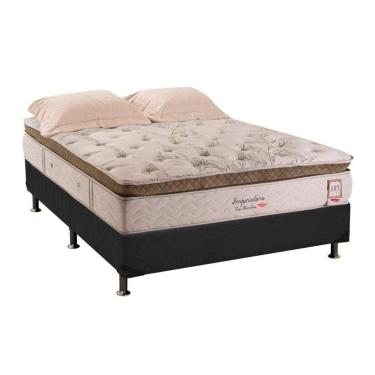 Imagem de Cama Box Casal: Colchão Molas Herval Imperatore Eco BambooBase Suede Gray(138x188)
