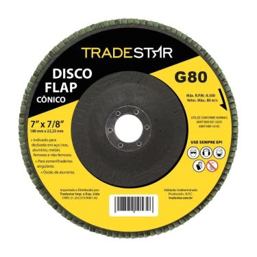 Imagem de Disco Flap 180 Mm G80 Fibra Cônico Aço Tradestar