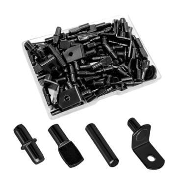 Imagem de Generic Conjunto de 104 pinos de fixação para prateleiras, 4 estilos diferentes, versáteis, resistentes e portáteis, em níquel, para suportes de estantes, Preto