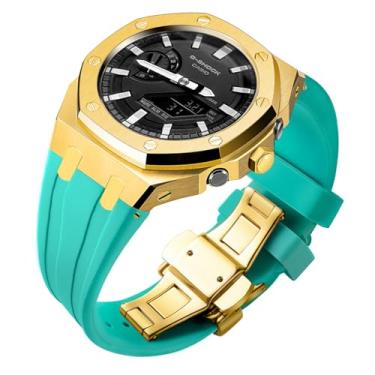 Imagem de Waillynice Kit de modificação de 5ª geração para Casioak GA2100 GAB2100 Capa de bisel de metal com parafuso GA2100 2110 Pulseira de cobertura de aço inoxidável (PARA 2100/2110, E1)