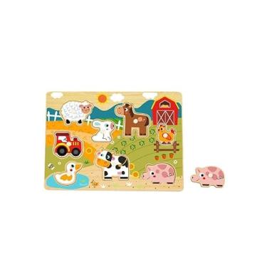 Imagem de Hi Pando Brinquedo Educativo Madeira Encaixe com Pinos Fazendinha