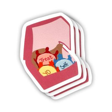 Imagem de (3 peças) Adesivo Treat Yo Self Parks and Rec com frases motivacionais sarcásticas com citação humorística decalque de vinil para Kindle, laptop, garrafa de água, capacete rígido de telefone, adesivo