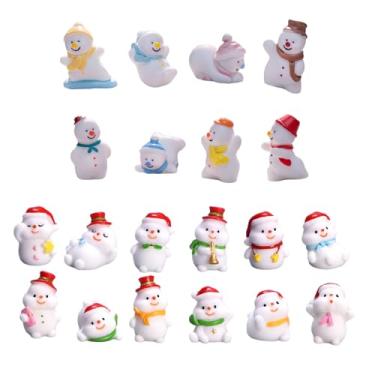 Imagem de Rardsay 20 miniestatuetas de boneco de neve de Natal, enfeites de bonecos de neve em miniatura de inverno para Natal, faça você mesmo, artesanato, jardim de fadas, decoração de mesa