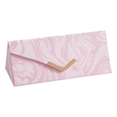 Imagem de APLVFFZH Porta-joias Dobrável Triangular Portátil, Estojo para óculos, Multifuncional em PU, Rosa