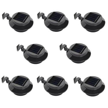 Imagem de 8 luzes solares de calha para ambientes externos, lâmpadas de parede de LED à prova d'água e jardim, Abs e alumínio fundido, 3 métodos de instalação para pátios, perfeito para casas de campo