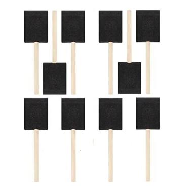 Imagem de 10 pincéis de espuma pretos de 2,5 cm para pintura de vernizes e projetos de artesanato DIY