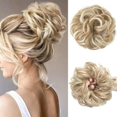 Imagem de Peruca de cabelo grande e bagunçada, ondulada, cacheada, cabelo sintético rabo de cavalo para mulheres, loiro sujo