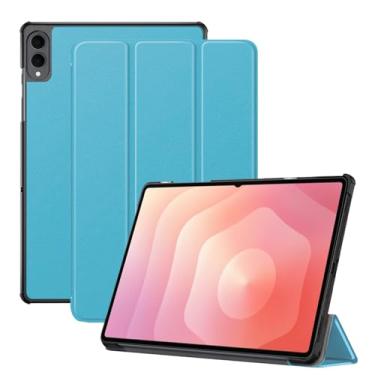 Imagem de Capa para tablet Samsung Galaxy Tab S11 Ultra, capa KONXISA com suporte de três dobras, couro PU premium e capa de adsorção magnética, resistente a arranhões e à prova de choque, azul celeste