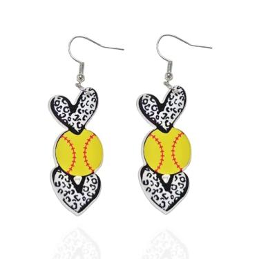 Imagem de Brincos de gota com pingente de bola esportiva, amor, coração, capacete, laço, tênis, beisebol, basquete, vôlei, futebol, futebol, brincos pendurados para mulheres, joias esportivas, presentes, Medium