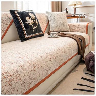 Imagem de SPXMQSS Capas de sofá para sofá, capa de sofá de chenille universal antiderrapante em forma de L para sala de estar C 110 x 110 cm