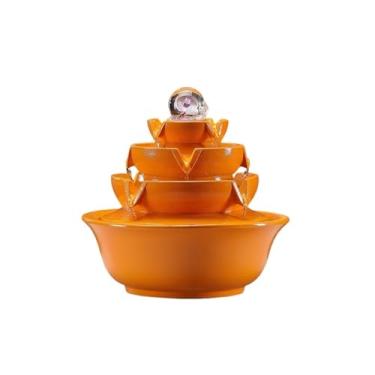 Imagem de Instalação fácil Fonte de água interna com bola rolante Feng Shui mesa Decoração para casa e escritório(Orange)